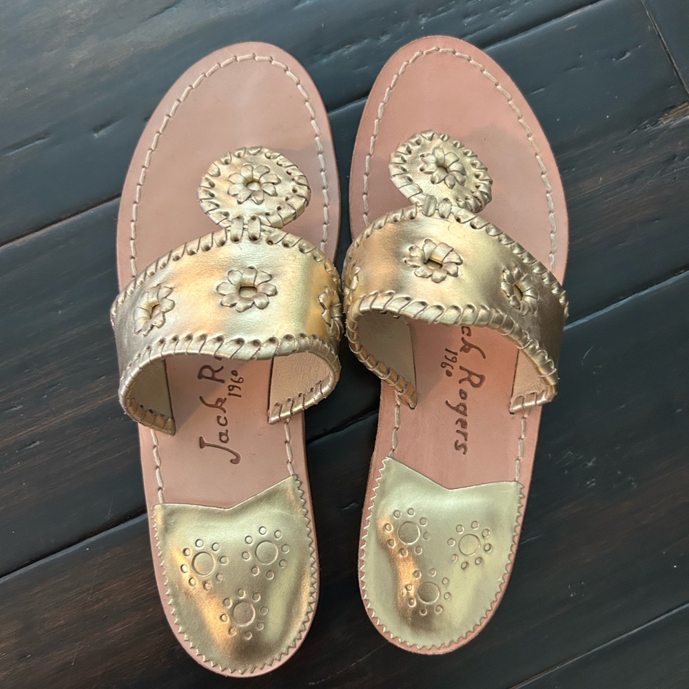 Jack Rogers Metallic Gold Leather Sandals